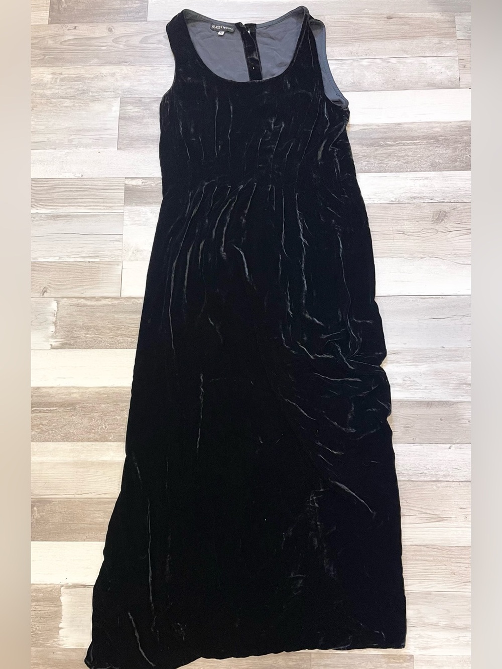 Vintage 90s Black Market Velvet Maxi Dress M Silk Blend
